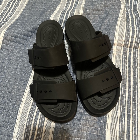CROCS Shoes - CROCS Black Double Strap Slide Sandals